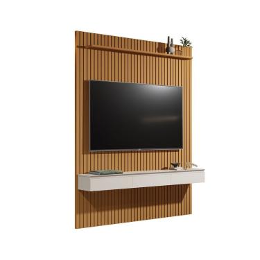 Imagem de Rack Painel Home Suspenso Colorado 1,40 Para Tvs Até 55 Polegadas Com Porta Arbo Cedro Com Off White