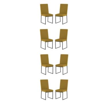 Imagem de Kit 8 Cadeiras Para Mesa De Jantar Base Industrial Preto Balaqui Capuccino