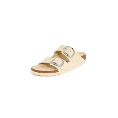 Imagem de Birkenstock Sandálias femininas Arizona com fivela grande, manteiga de alto brilho, amarela, 7 média EUA