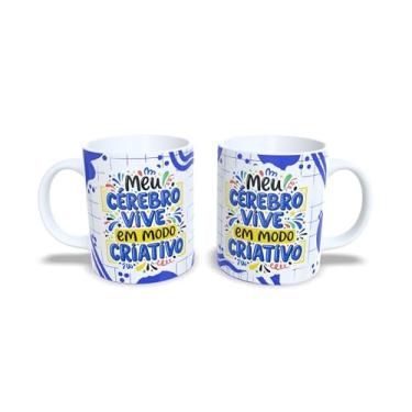 Imagem de Caneca Cerâmica com Mensagem Colorida em Arco-Íris, Branca, 325ml, Design Criativo com Frase em Português (22821)