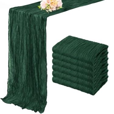 Imagem de Caminho de mesa de gaze verde esmeralda pacote com 6 unidades de 3,5 m em tecido boho rústico de pano de queijo para casamento 50 x 300 cm de comprimento chá de panela chá de bebê gaze transparente