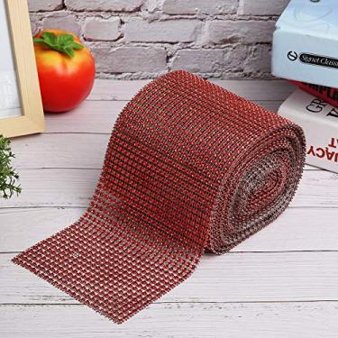 Imagem de Decoração Plástica 9m da Roupa do Casamento da Malha da Fita do Cristal de Rocha 24 Fileiras (Vermelho)