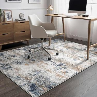 Imagem de GERUIMO Tapete lavável de 10 x 15 cm, ultra antiderrapante, lã sintética macia, dobrável, resistente a manchas, grande, moderno, abstrato, multicolorido, para sala de estar, quarto, sala de jantar