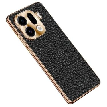 Imagem de HAOMRIYL Capa para Oppo Find X9/X9pro, proteção total da lente fina de couro com revestimento minimalista textura cruzada anti-impressão digital, preta, X9