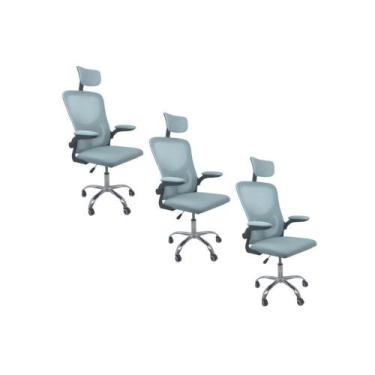 Imagem de Kit Com 3 Cadeiras De Escritório Diretor Oficial Vegas Com Apoio + Ebo