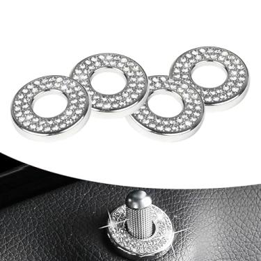 Imagem de Dogary 4 peças de adesivos de tampa de fechadura de porta de carro com brilho, substituição de adesivo decorativo de parafuso de direção de strass, acessórios automotivos de strass, compatível com