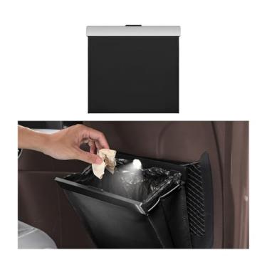 Imagem de Sandfren Lixeira de carro, bolsa de lixo magnética para pendurar no banco traseiro do veículo com LED inteligente, recipiente de lixo automotivo portátil multifuncional, universal para caminhão SUV