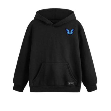 Imagem de Blusão Moletom Canguru Borboleta Infantil Personalizado com Capuz e Bols-Unissex