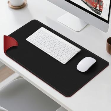 Imagem de Tapete de mesa de couro dupla face - almofada de mesa impermeável - ideal para mouse pad grande e tapetes de mesa em cima de mesas (preto, 84 x 33 cm)