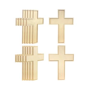 Imagem de Pacote com 12 polegadas, cruz de madeira inacabada, cruz de madeira sem pintura, cruz em camadas, moldura para artesanato DIY