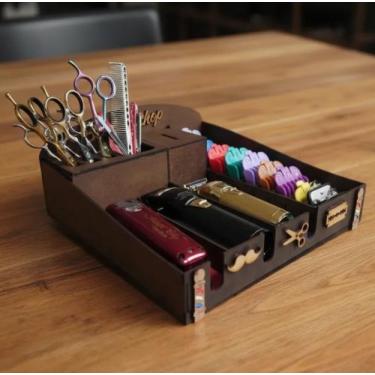 Imagem de Caixa Organizadora Barbeiro Cabeleireiro Porta Pente Tesoura - promax