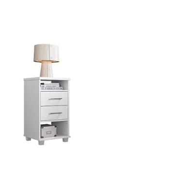 Imagem de Mesa de Cabeceira para Quarto 2 Gavetas Valente Branco - Saga Decor