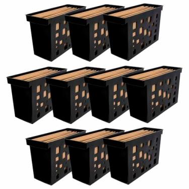 Imagem de Kit 10 Caixa Arquivo Com 6 Pastas Suspensa Kraft Organização