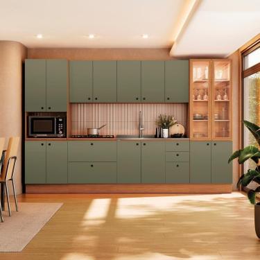 Imagem de Cozinha Modulada Pixel Kappesberg 100% Mdp Canela-verde Frevo 340cm