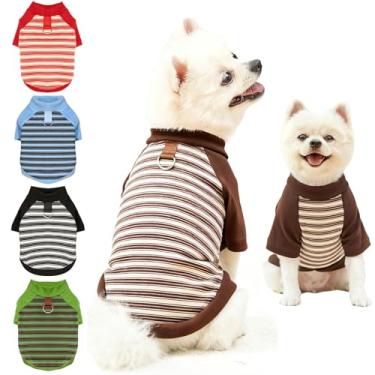 Imagem de Suéter para cães leve e elástico camiseta de lã listrada para animais de estimação roupas de gatos macio para cães pequenos, médios e grandes (marrom, 2GG)