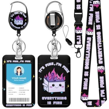 Imagem de Soleebee Cordão roxo para crachás de identificação, suporte de crachá de identificação fofo e cordão destacável, chaveiro retrátil, carretel de crachá resistente com clipe de mosquetão giratório de