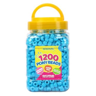 Imagem de 1200 contas de pônei a granel para fabricação de pulseiras, contas de plástico azuis para trança de cabelo, artesanato faça você mesmo, joias Kandi, chaveiros e ornamentos decorações em caixa