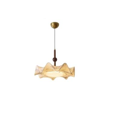 Imagem de Luminária pendente estilo Wabi-Sabi e retrô francês de meados do século XX - Estampa de tecido aristocrática, estilo sofisticado | Ideal para quarto principal e escritório (Tipo B/50CM)