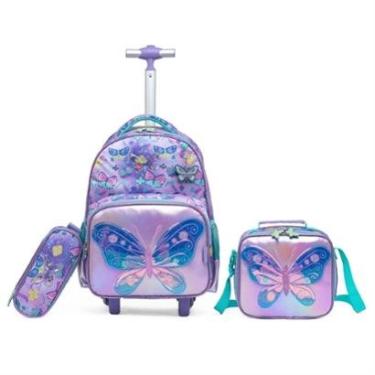 Imagem de Kit Mochila Juvenil Borboleta Feminina Resistente 20 Litros-Feminino