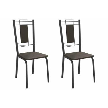 Imagem de Cadeira Sala De Jantar Florença 2c005prf Aço Kit 2 Un Preto/ano Marrom - Kappesberg