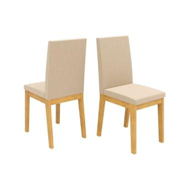 Imagem de Cadeira Sala De Jantar Suzy Kit 2 Un Cedro-suede Creme - Dj Móveis