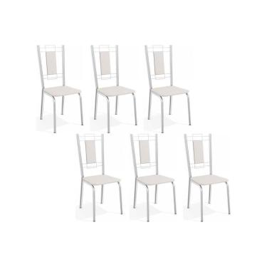 Imagem de Cadeira De Cozinha Florença C005 Kit 6 Un Cromada-branco 106 - Kappesberg