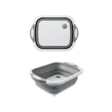 Imagem de Bacia de Silicone Retrátil Multiuso, Dobrável, Plástico e Silicone, 37x27x11cm, Livre de BPA, para Lavar Frutas e Verduras