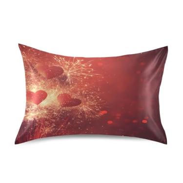 Imagem de SEHANY Capas de almofada de seda para cabelo e pele para o Dia dos Namorados, capas de almofada de cetim respiráveis macias e refrescantes com fecho de envelope, tamanho king (50,8 x 66 cm)