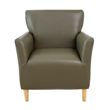 Imagem de CRFATOP Capa para poltrona moderna de meados do século, 1 peça de capa para cadeira com braços, macias e impermeáveis, para sala de estar, protetor de móveis, leitura, recepção, escritório, verde