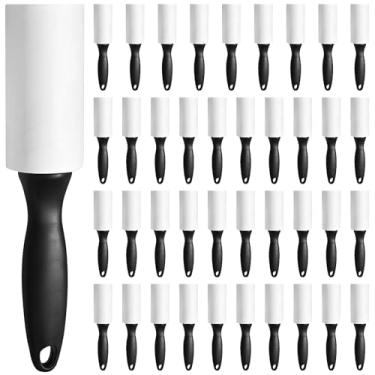 Imagem de Pacote com 40 mini rolos de fiapos tamanho Trval – refil de papel pegajoso de 9,9 cm de largura em 40 folhas, removedor de fiapos portátil ferramenta adesiva para pêlos de animais de estimação, carro