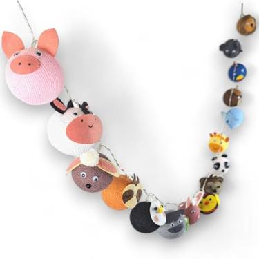 Imagem de Luminária Infantil Quarto Bichinhos Animais CORMILU LED, À pilha (10 Bolas (1.5m))