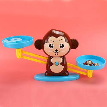 Imagem de Naroote Jogo de Matemática Iluminação Equilíbrio Escala Macaco Brinquedo Educacional Presente para Crianças Plástico Marrom (Nova versão - Macaco Inglês (marrom)