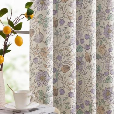 Imagem de Cortinas jinchan Nursery 95% Blackout Purple Floral 160x160cm