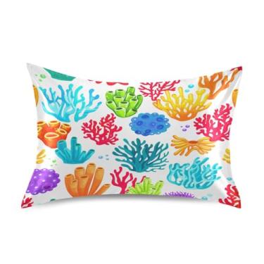 Imagem de Wassud Fronha colorida de cetim de recife de coral para cabelo e pele fronhas de seda lisa king size respiráveis com fecho de envelope