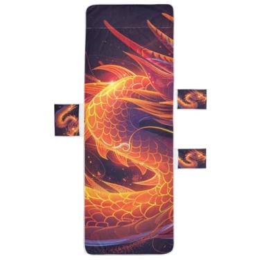 Imagem de STAYTOP Capa de toalha de cadeira de salão Fiery Dragon, capa de espreguiçadeira macia, capas de cadeira de praia com bolsos para jardim ao ar livre, pátio, pátio, banhos de sol, gramado, 215 x 76 cm