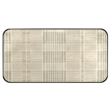 Imagem de STAYTOP Tapetes de cozinha xadrez elegante de búfalo 99 × 20 pol, antiderrapante, lavável, tapetes acolchoados, de poliéster, antifadiga, conforto, alpendre, tapete para decoração de casa de fazenda