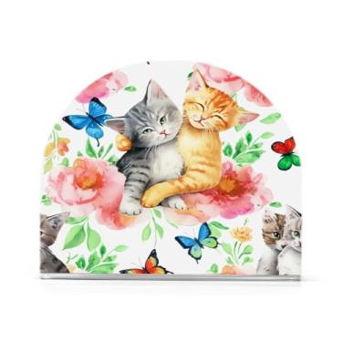 Imagem de Qilmy Porta-guardanapos fofos para gatos e borboletas, porta-guardanapos de acrílico transparente para mesa, suporte de guardanapo de coquetel de papel de seda para cozinha, dispensador de guardanapos