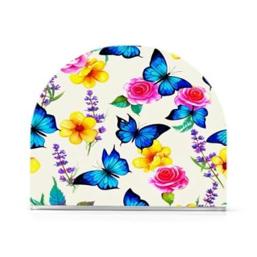 Imagem de xigua Porta-guardanapos de acrílico borboleta azul, porta-guardanapos para mesas cozinha restaurante decoração de casa, suporte decorativo moderno para papel de jantar guardanapos de coquetel 186