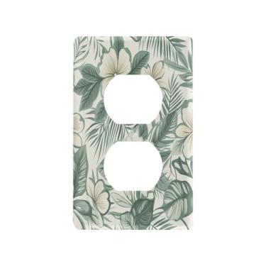 Imagem de Wassud Placa de cobertura para interruptor de luz, capa decorativa floral tropical, placa de parede para tomadas elétricas duplex 11 x 6 cm