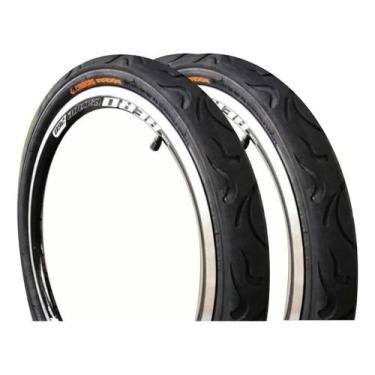 Imagem de Pneu Aro 20x2.125 Par Irado Tipo Flame Balão Para Bicicleta Cor Preto 