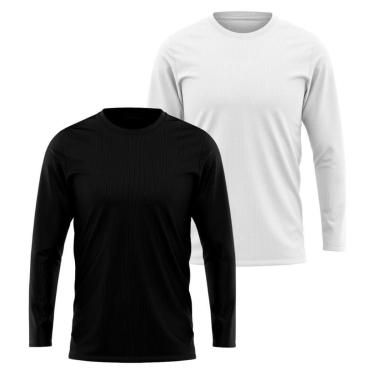 Imagem de Kit 2 Camisetas Manga Longa Segunda Pele Masculina Lisa Dry Academia Fit-Masculino