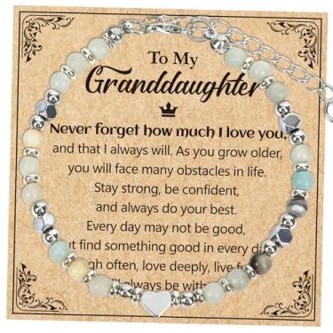 Imagem de Wxiben Presentes para neta da avó - presente de pulseira para neta, presente exclusivo de Natal, aniversário, dia das mães, formatura para neta, pulseira de contas naturais para ela