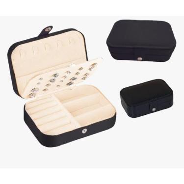 Imagem de Porta Jóias Multi-Função Portátil De Couro Organizador De Duplo Compar