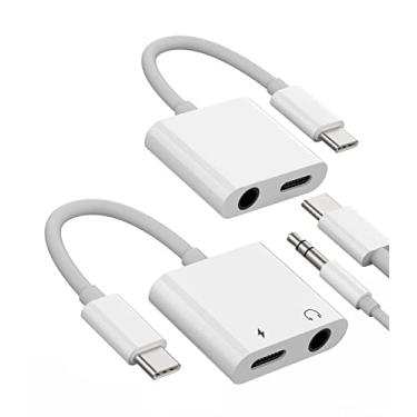 Imagem de Adaptador de fone de ouvido USB-C para 3,5 mm 2 em 1 (pacote com 2) Carregador tipo C para iPhone15 Pro Max Plus para iPad Pro Aux Jack Splitter Dac Audio Dongle compatível com Samsung Galaxy S23 S22