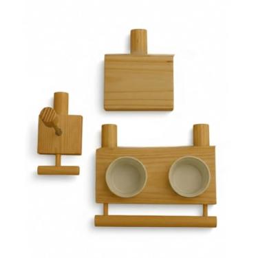 Imagem de Comedouro em cerâmica estilo gaiola para papagaios, periquitos e agapornis, garantindo segurança e higiene. (Comedouro + 2 itens,Porcelana)