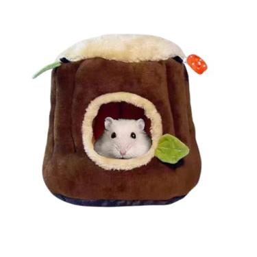 Imagem de Copfeu Casa de troncos para animais de estimação com isolamento de inverno espesso, aconchegante e confortável, ideal para coelhos, hamsters, porquinhos-da-índia e outros animais de estimação pequenos