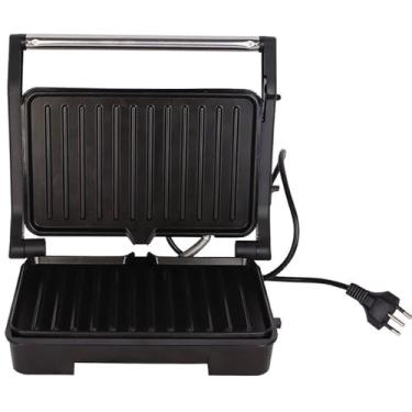Imagem de Sanduicheira Elétrica Grill 1000W, Inox Escovado, 127V, 27x24x8cm, Plástico ABS e Aço de Carbono
