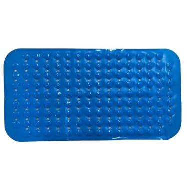 Imagem de Tapete Para Box Antiderrapante com Ventosas Tapete de Banheiro Massageador para os Pés Modelo Retangular (Azul 539)