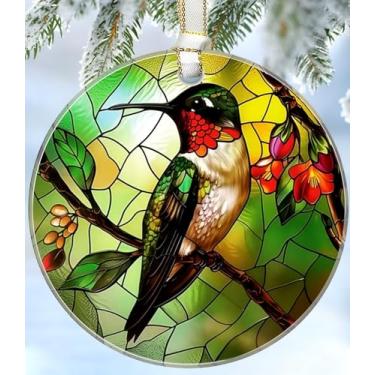 Imagem de Enfeites de Natal 2025, decorações de árvore de Natal de vitrais, troca para mulheres, homens, ornamentos de ano colecionáveis para árvore - enfeite de pendurar em vidro (beija-flor)