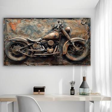 Imagem de Rusty Bike Art Arte de parede em tela rústica - Pôster sem moldura de 30 x 61 cm - Decoração de casa e escritório para sala de estar, quarto, cozinha e café